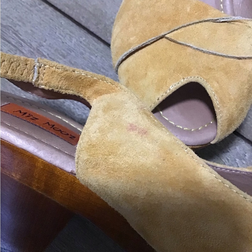 Miz Mooz Rainer gold leather wood platform shoe.EUC - Picture 3 of 6